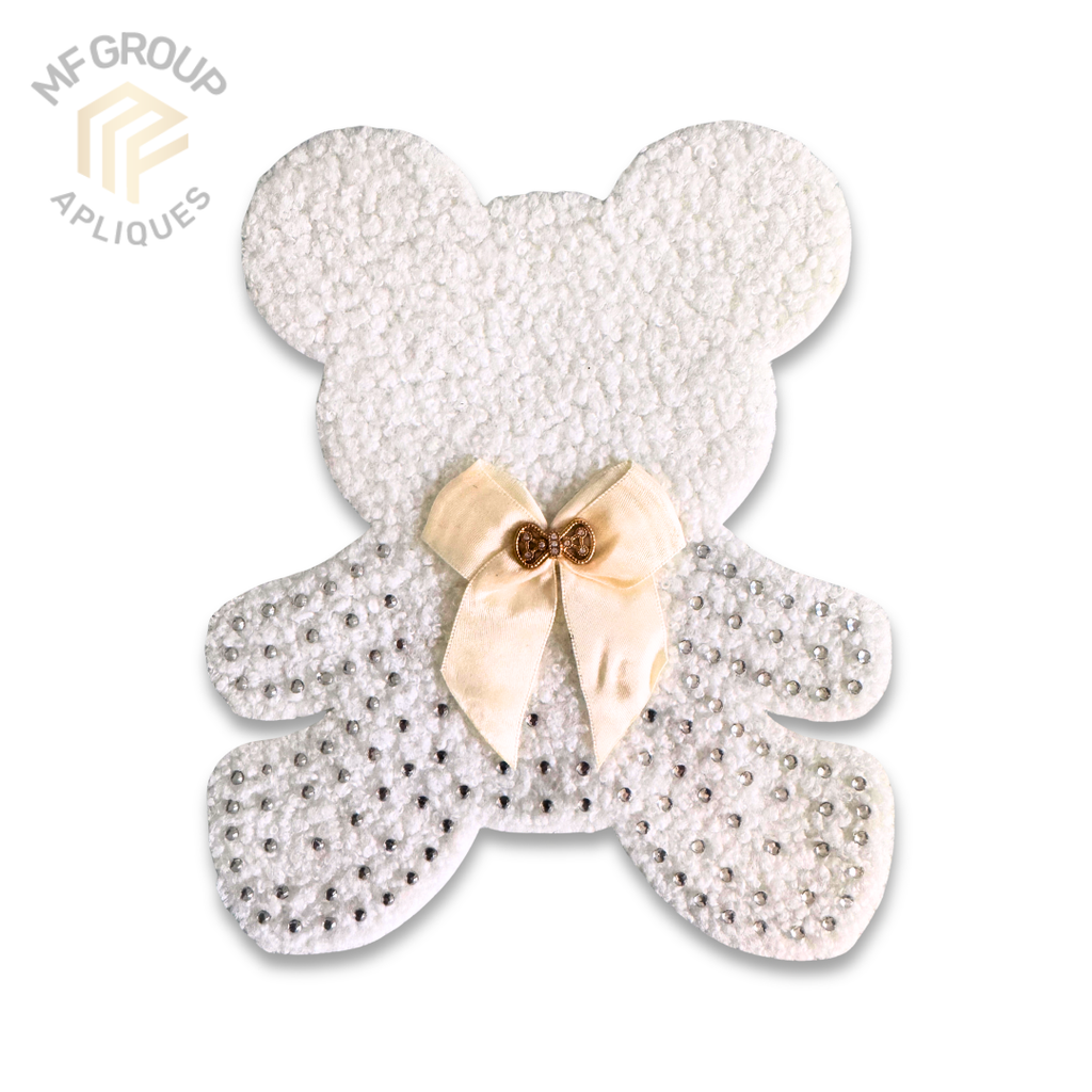 Oso con moño -  Aplique de oso Termo-adherible