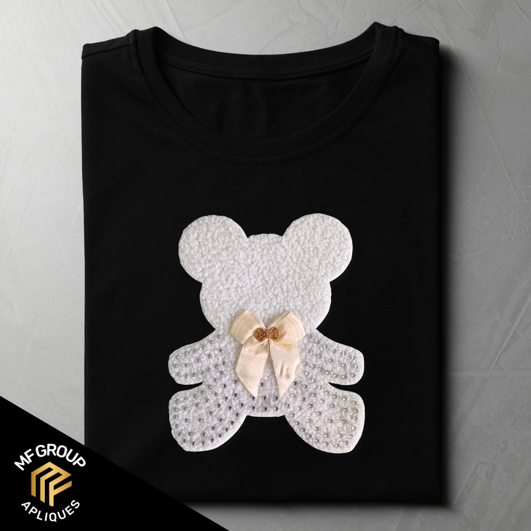 Oso con moño -  Aplique de oso Termo-adherible
