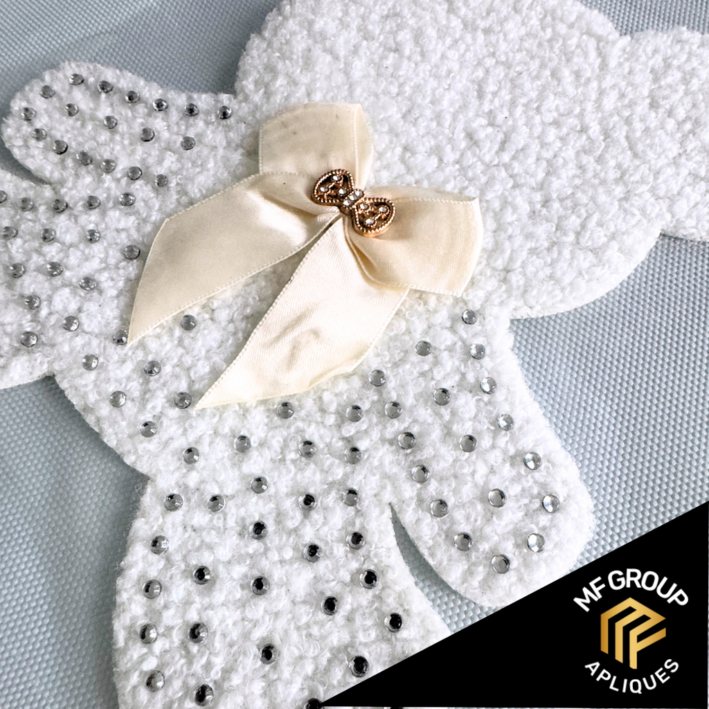 Oso con moño -  Aplique de oso Termo-adherible