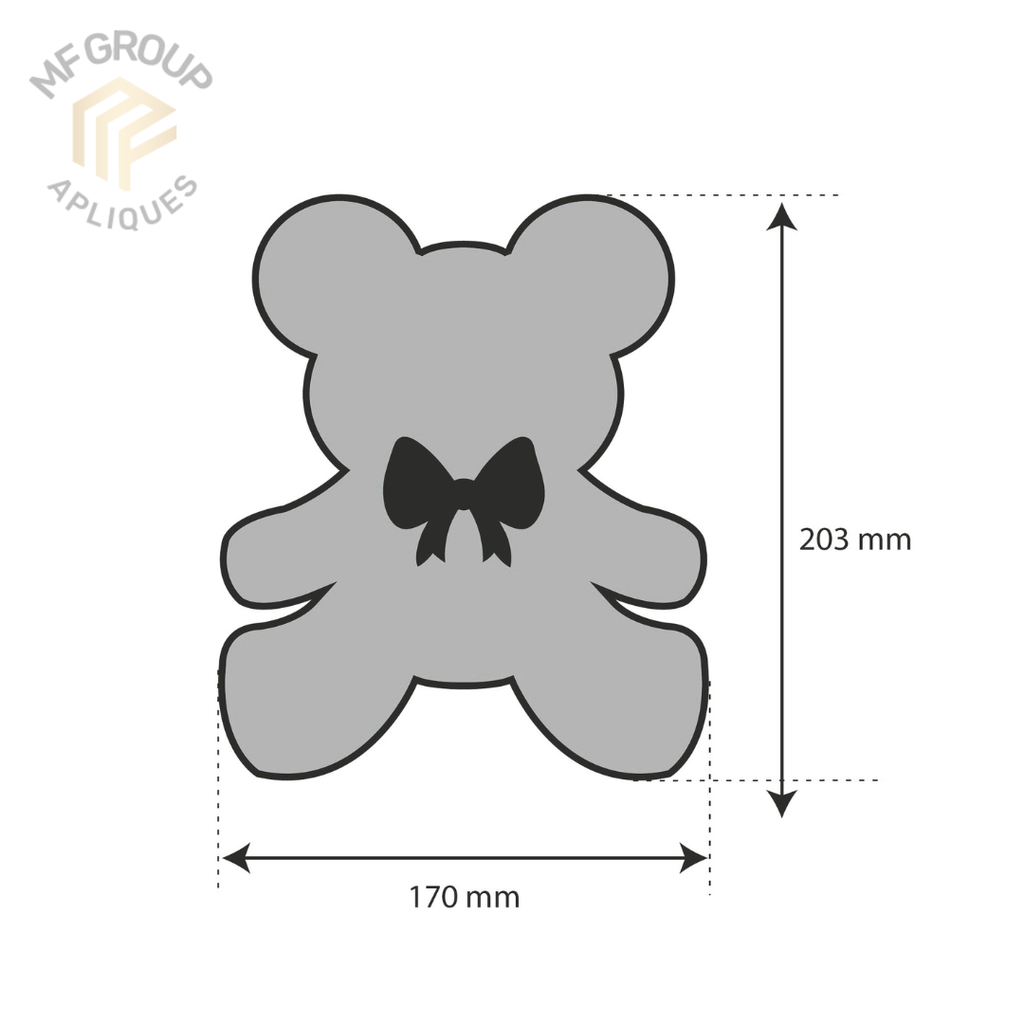 Oso con moño -  Aplique de oso Termo-adherible