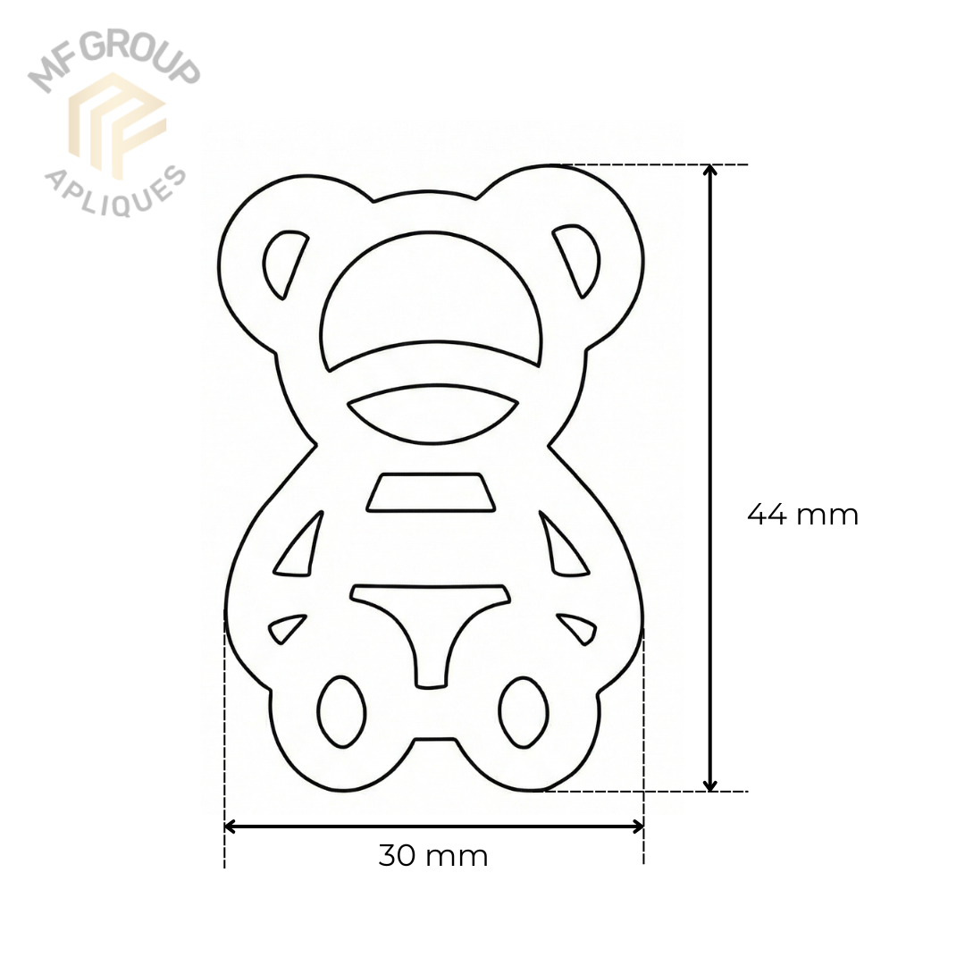 Oso en lineas - Aplique Termo-adherible Silicona